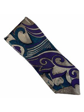 Christian Dior Monsieur 1990's Vintage Abstract Leaf Classic Pointed Necktie